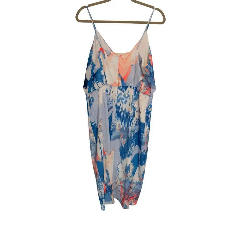 Chelsea28 Wrap Watercolor Artsy Art to Wear Spaghetti Strap Dress Women's SZ 14 - Picture 3 of 9